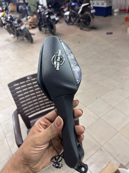 ZX6R MIRROR FOR R15 Rear View Side Mirror With Turn Signal Led Indicators Motorcycle Side Rearview Mirrors Adjustable Compatible With R15-V3, V4 Kawasaki Ninja, Zx-10R Bikes, Pack Of 1