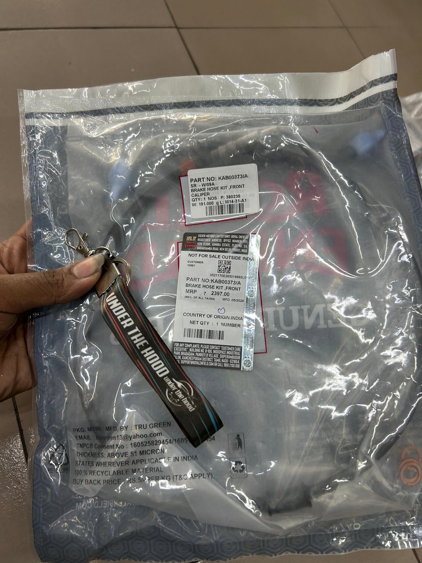 Royal Enfield Front Caliper Brake Hose Kit KAB00373/A For GT 650 & Interceptor 650
