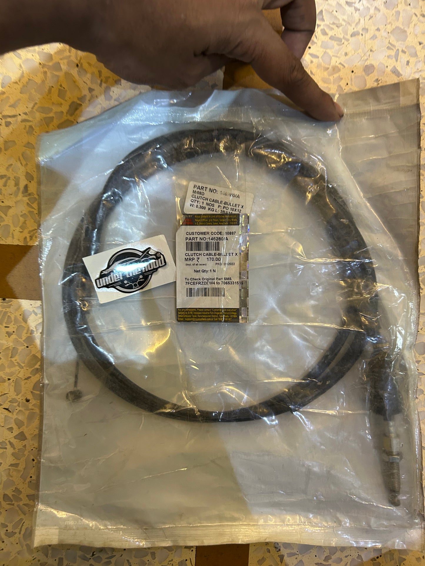 Genuine Clutch Cable for Royal Enfield Bullet X & Electra 4S (2005) – 146280/A (5-Speed, Boot-on-Cable Type)