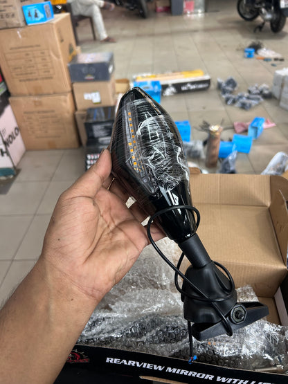 Rearview Mirror with LED Indicator Light – Set of 2 – Universal Fit for Yamaha R15, Pulsar RS200, and More