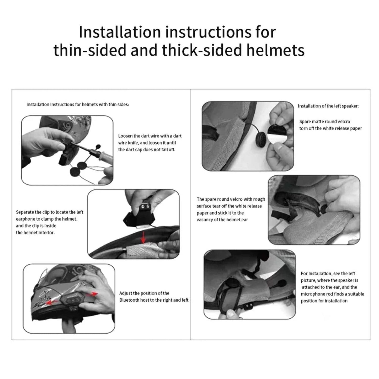 BT12 On-Ear Helmet Wireless Dual Earphone Bluetooth Calling and Music with Mic, (Support iOS & Andriod) Headset Compatible with Almost All Kinds of Helmets