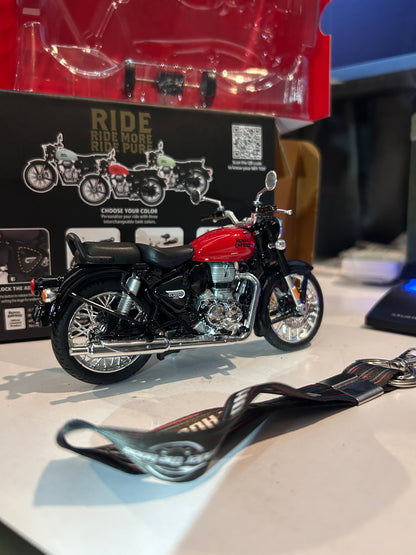 Royal Enfield Classic 350 1:15 Scale Model Bike Toy – Pull Back, Interchangeable Tanks, Single & Dual Seat Modes