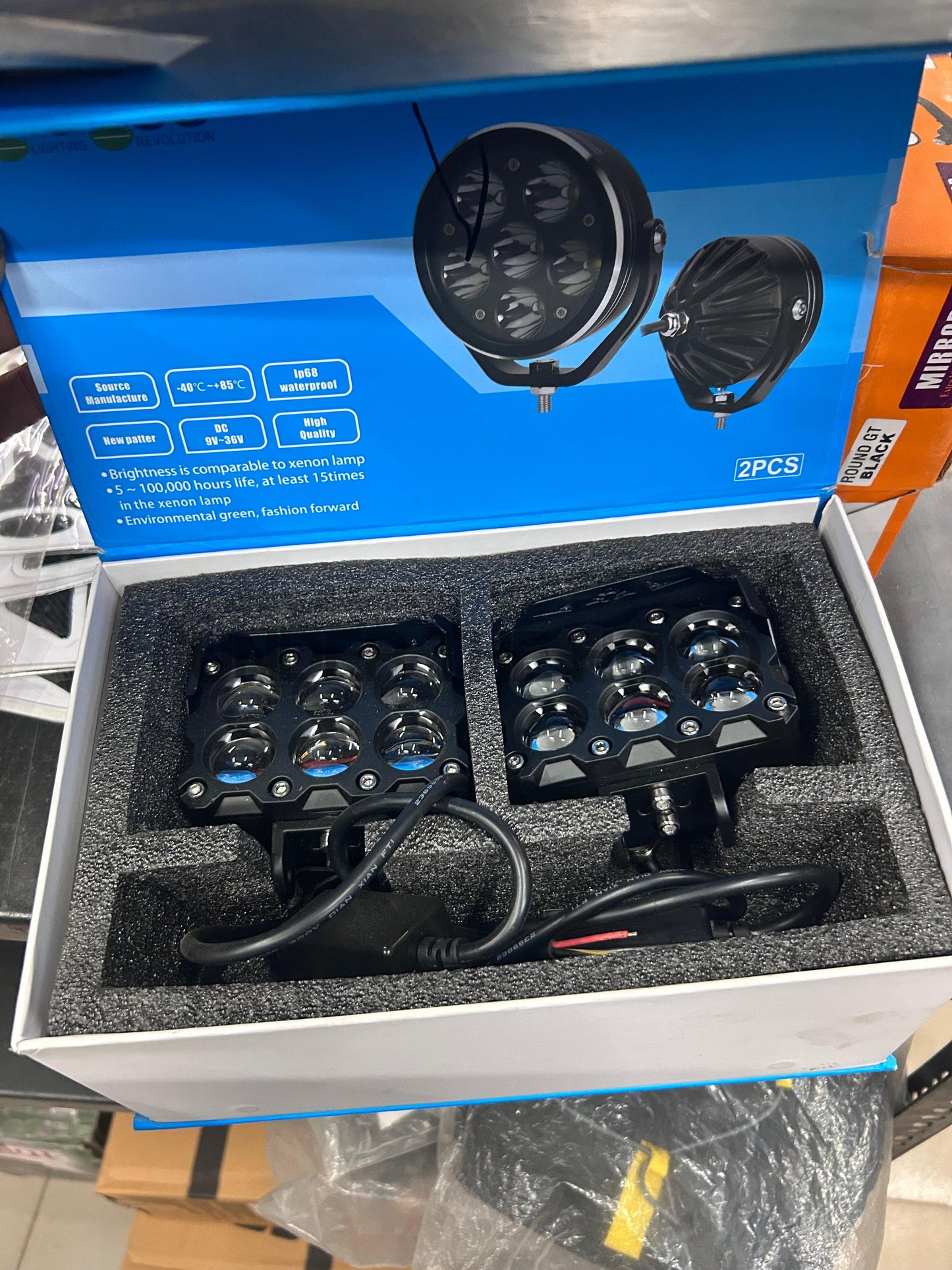 HJG 6 LED Fog Light (Pack of 2) – Original Mega Drive 6 Lens Dual Colour (Yellow/White) Waterproof Auxiliary Driving Lamps | Universal Fit for Bikes & Cars