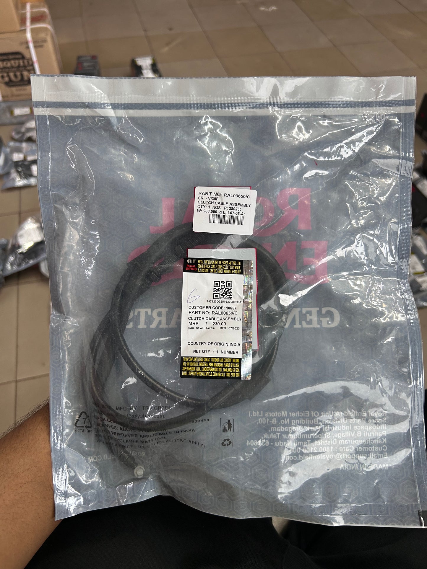 Royal Enfield RAL00650/C – Clutch Cable Assembly for Continental GT 650 (BS6)