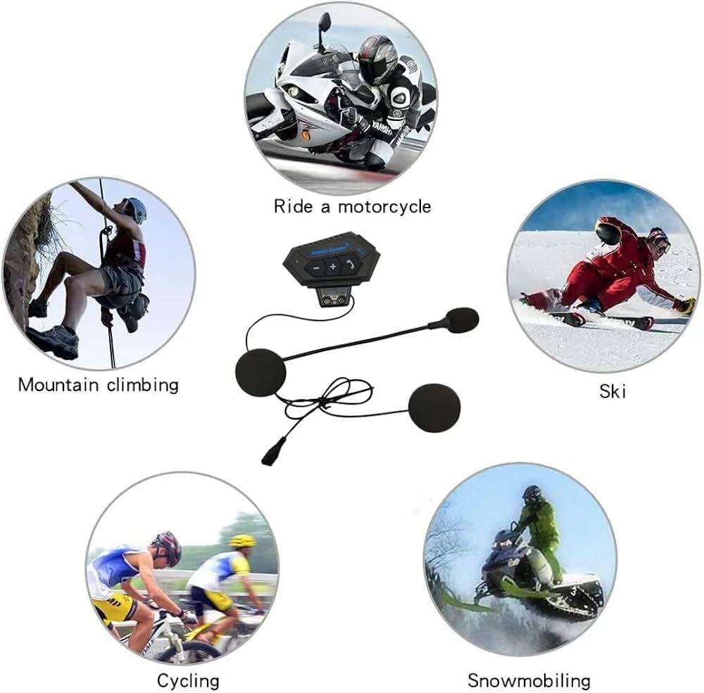 BT12 On-Ear Helmet Wireless Dual Earphone Bluetooth Calling and Music with Mic, (Support iOS & Andriod) Headset Compatible with Almost All Kinds of Helmets
