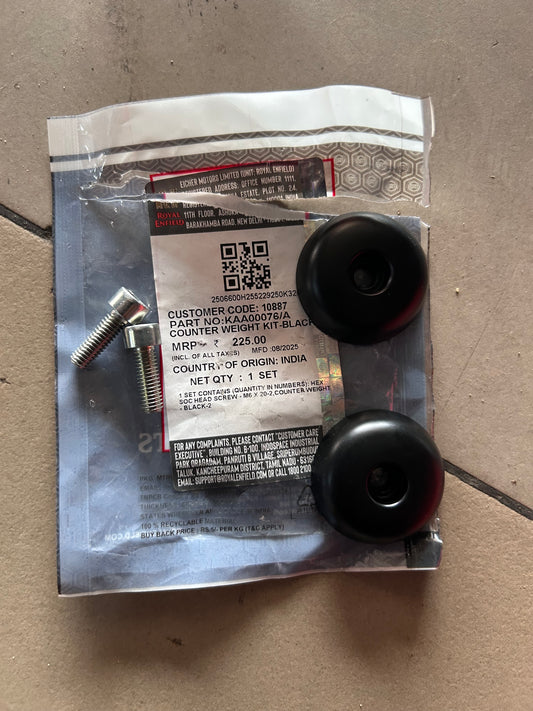 Royal Enfield KAA00076/A – Handle-bar Counter Weight Kit (Black) for Classic 350 Reborn, Bullet 350, Hunter 350