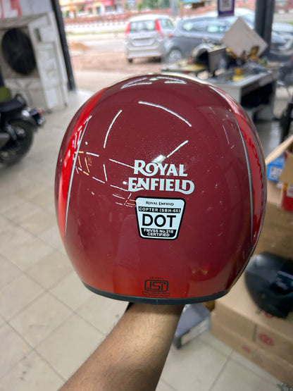 Royal Enfield Copter Helmet – Red SBH-65 (XL 62cm) | DOT & ISI Certified | Genuine LTR Edition