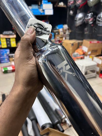 HK Mini/Short Punjab Silencer (Big Mouth, Chrome) for Royal Enfield Classic 350 Reborn (J-Series) & New Bullet 350 2023+ (Battalion Black) – HK