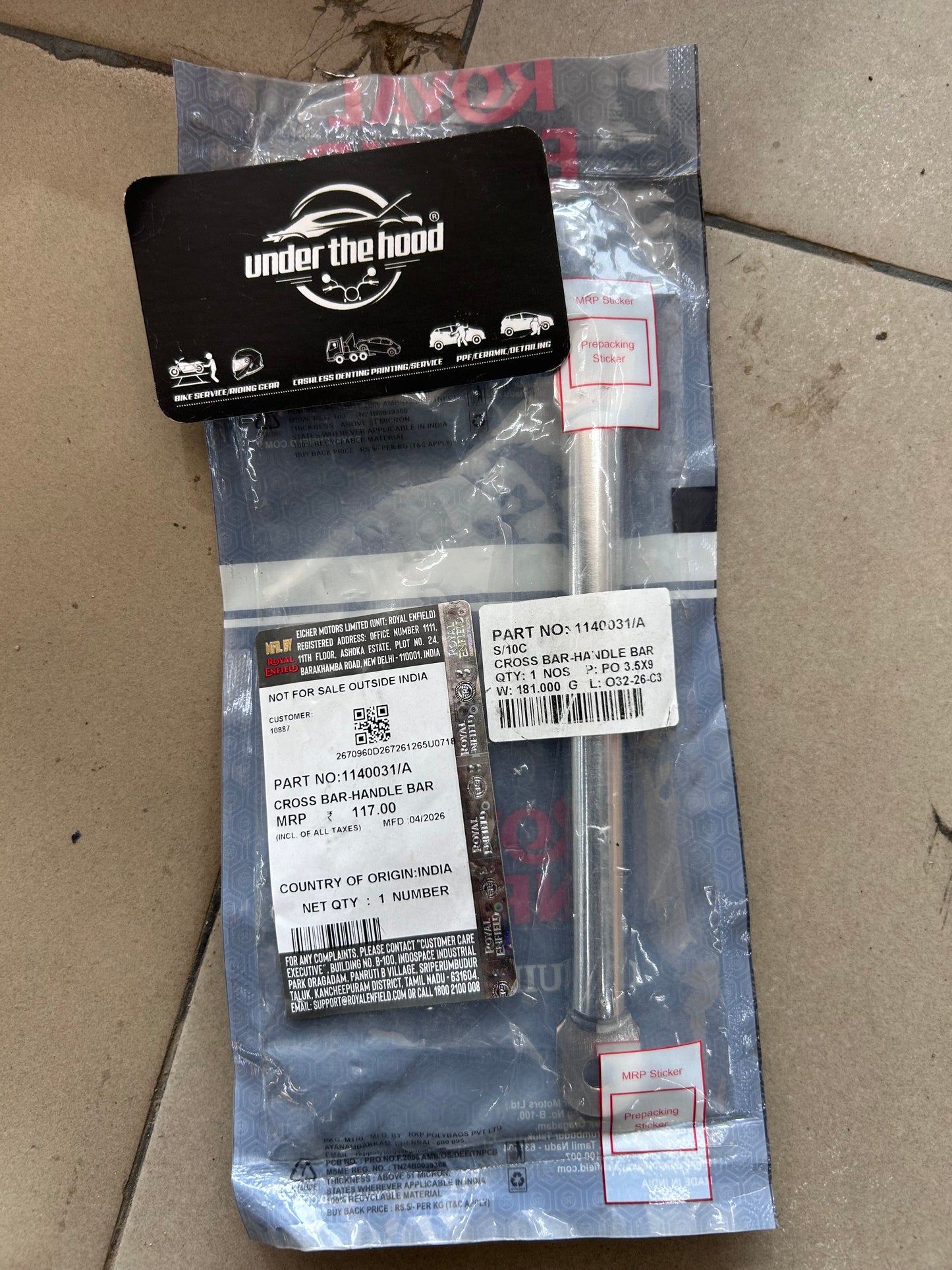 Royal Enfield Cross Bar Handlebar for Bullet Trials 500 & Classic 500 Trials – 1140031/A