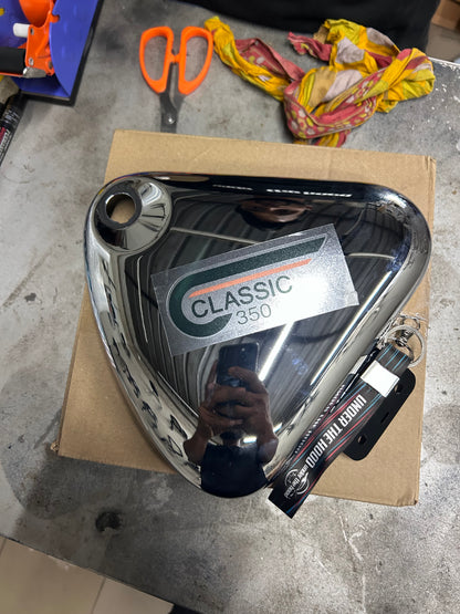 Chrome Side Panel with Sticker (LH) for New Classic 350 "Chrome Emerald Green" (J-Series, BS6) – RAV02286/A
