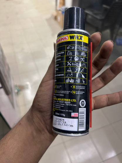 Waxpol WRX Multi-Use Spray – 225ml | Water Displacement, Rust Removal, Lubrication & Protection