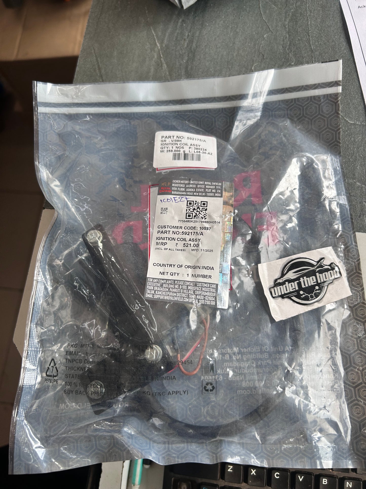 Ignition Coil Assy with Bracket for Royal Enfield Bullet 500 | 592175/A | Genuine OEM
