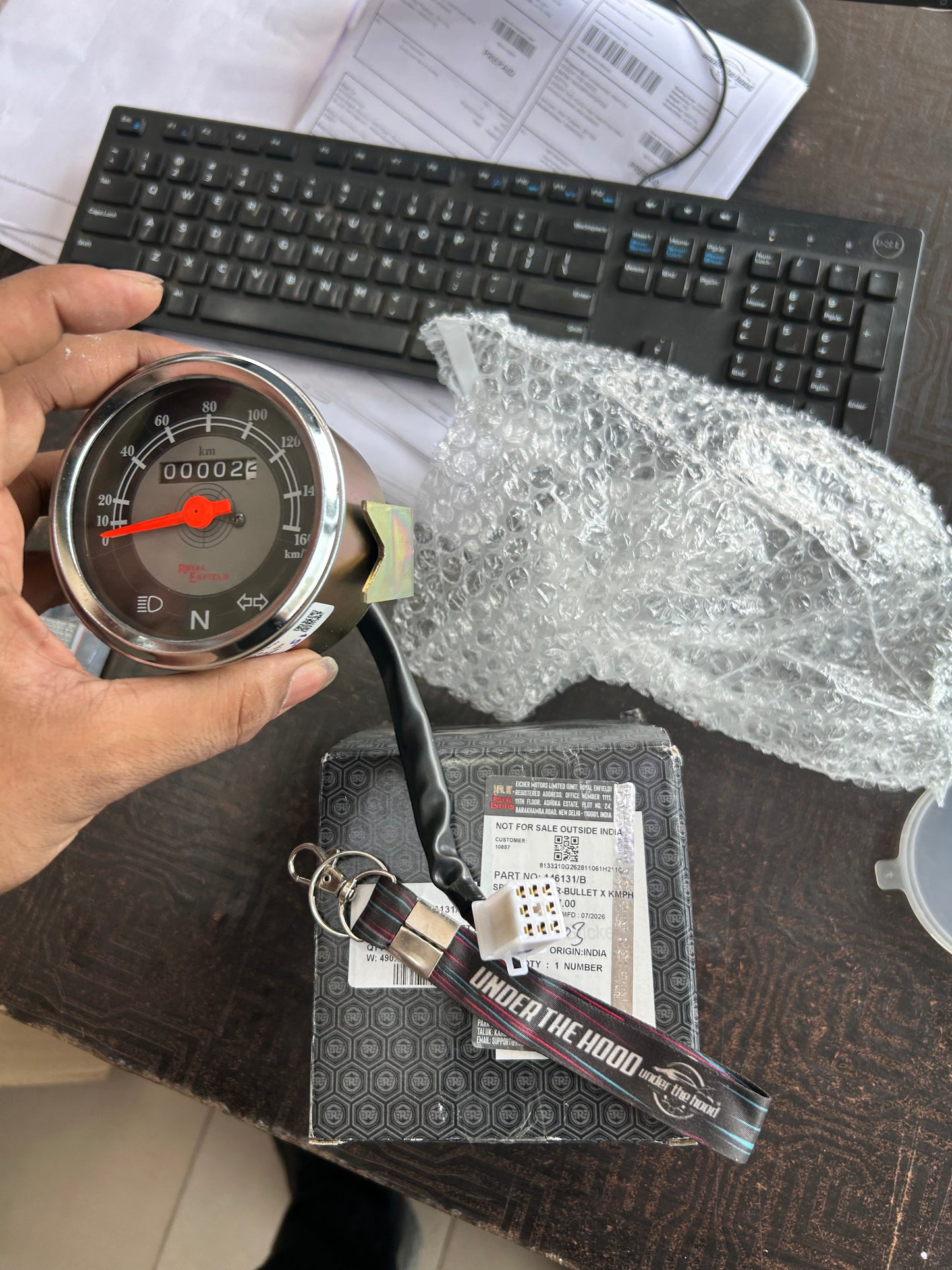 Royal Enfield Electra X 500 Grey-Face KM/H Speedometer – 146131/B