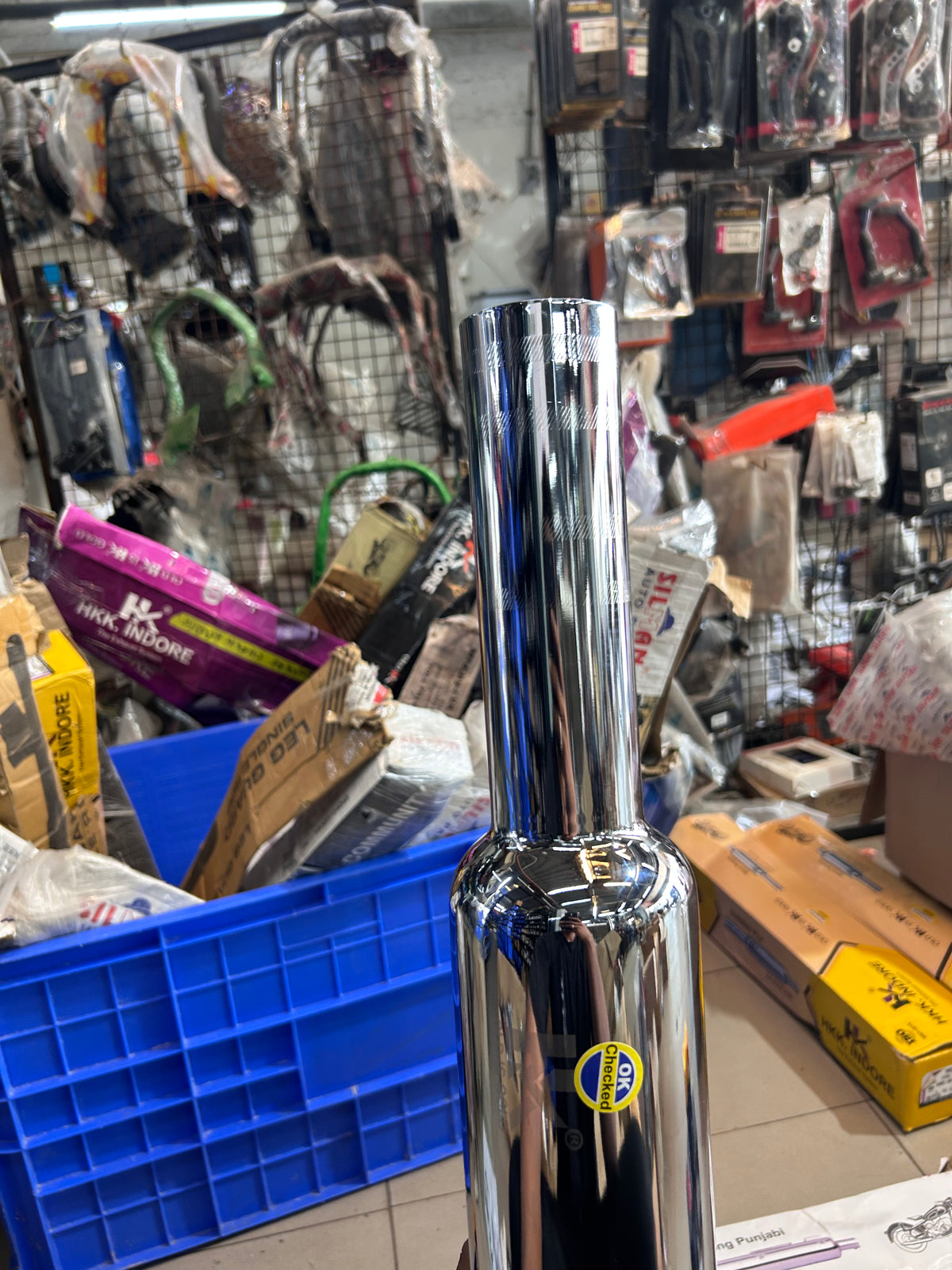 HKK Indore HK17A Long Punjab 63mm Big Mouth Chrome Silencer – Royal Enfield UCE Classic/Bullet/Electra