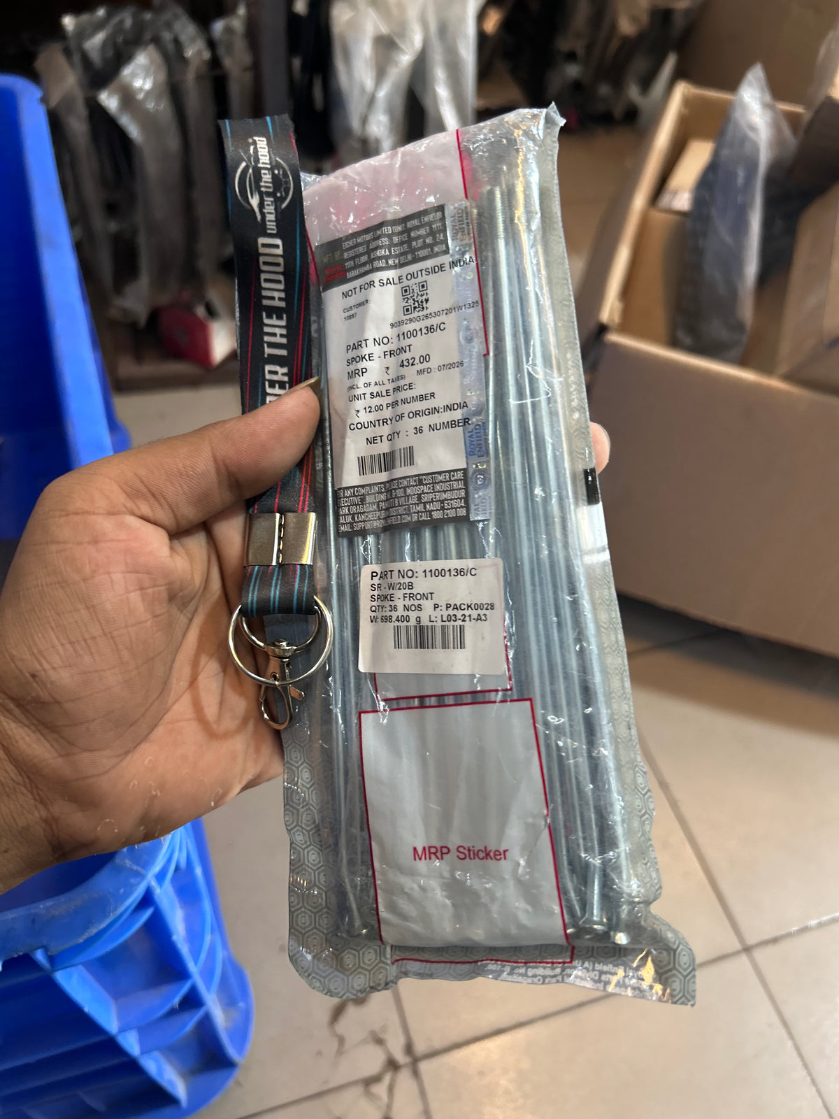 Royal Enfield Classic 350 Reborn Front Wheel Spoke 190mm Chrome – Genuine OEM – 1100136/C