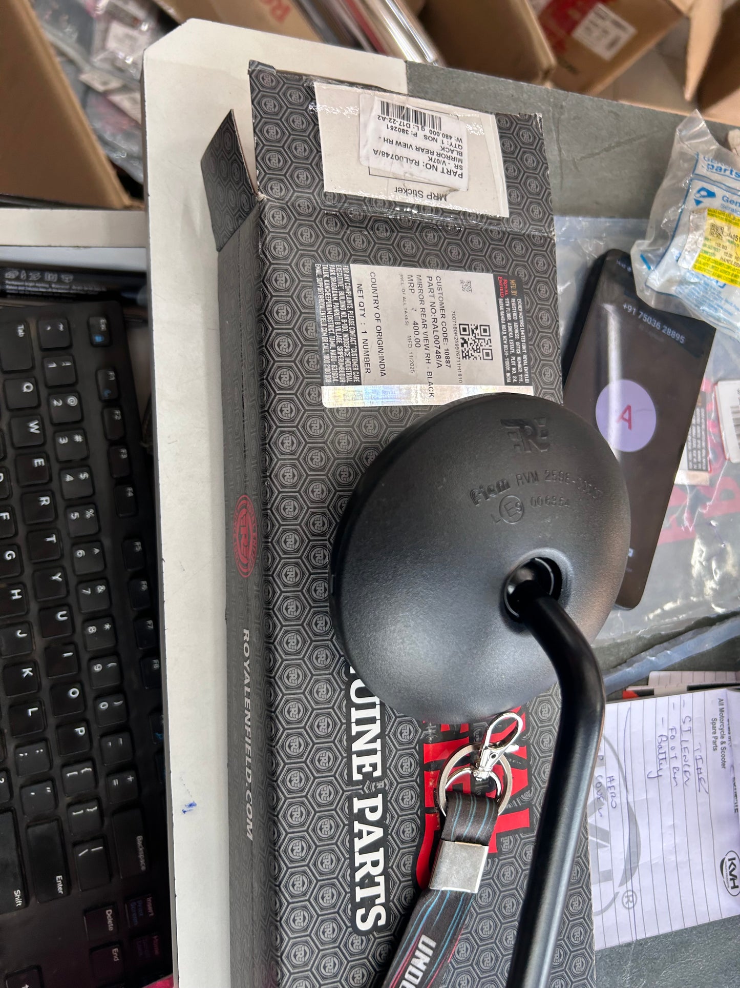 Rear View Mirror RH (Right Side) – Black for Classic 350 Reborn / J-Series (Verify by Variant/Thread) – RAL00748/A