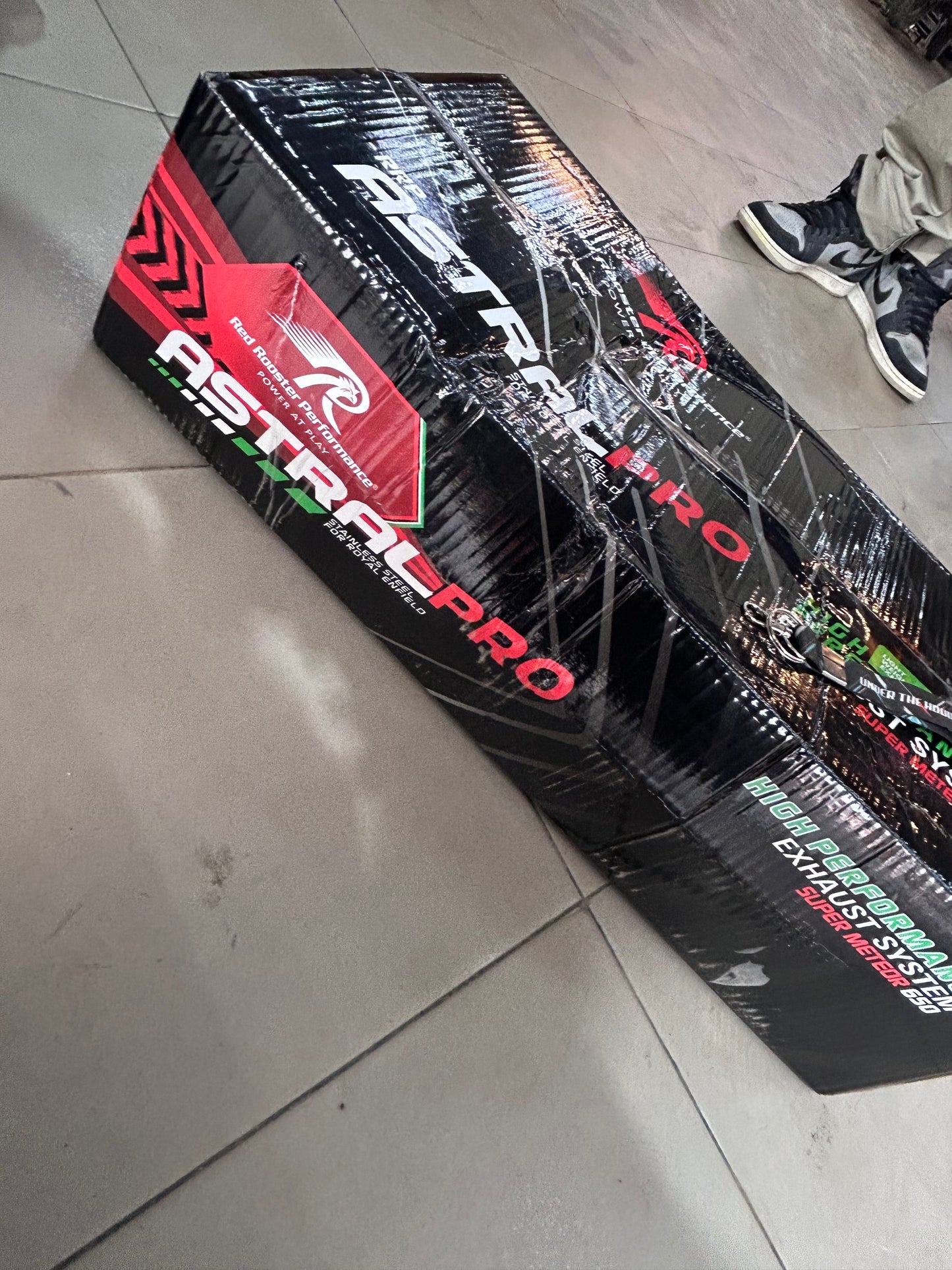 Red Rooster Astral Pro Polish Exhaust for Royal Enfield Super Meteor 650 – SS304, DB Killer, Performance Slip-Ons