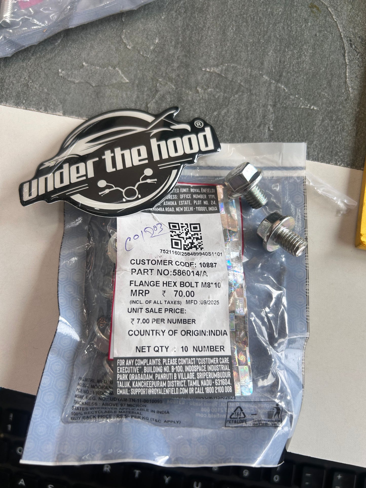 Royal Enfield 586014/A – Genuine Flange Hex Bolt M8×10 (OEM Bolt for Frame, Exhaust, Chain & Mudguard Mounting)