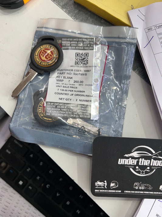 Royal Enfield Key Blank (Ignition/Fuel/Side-lock) — Bullet 350 KS – BS3 (Verified) — 590789