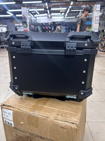 BS Auto 45L Aluminium Top Box – Black & Silver | Waterproof, Secure, Touring Luggage Case