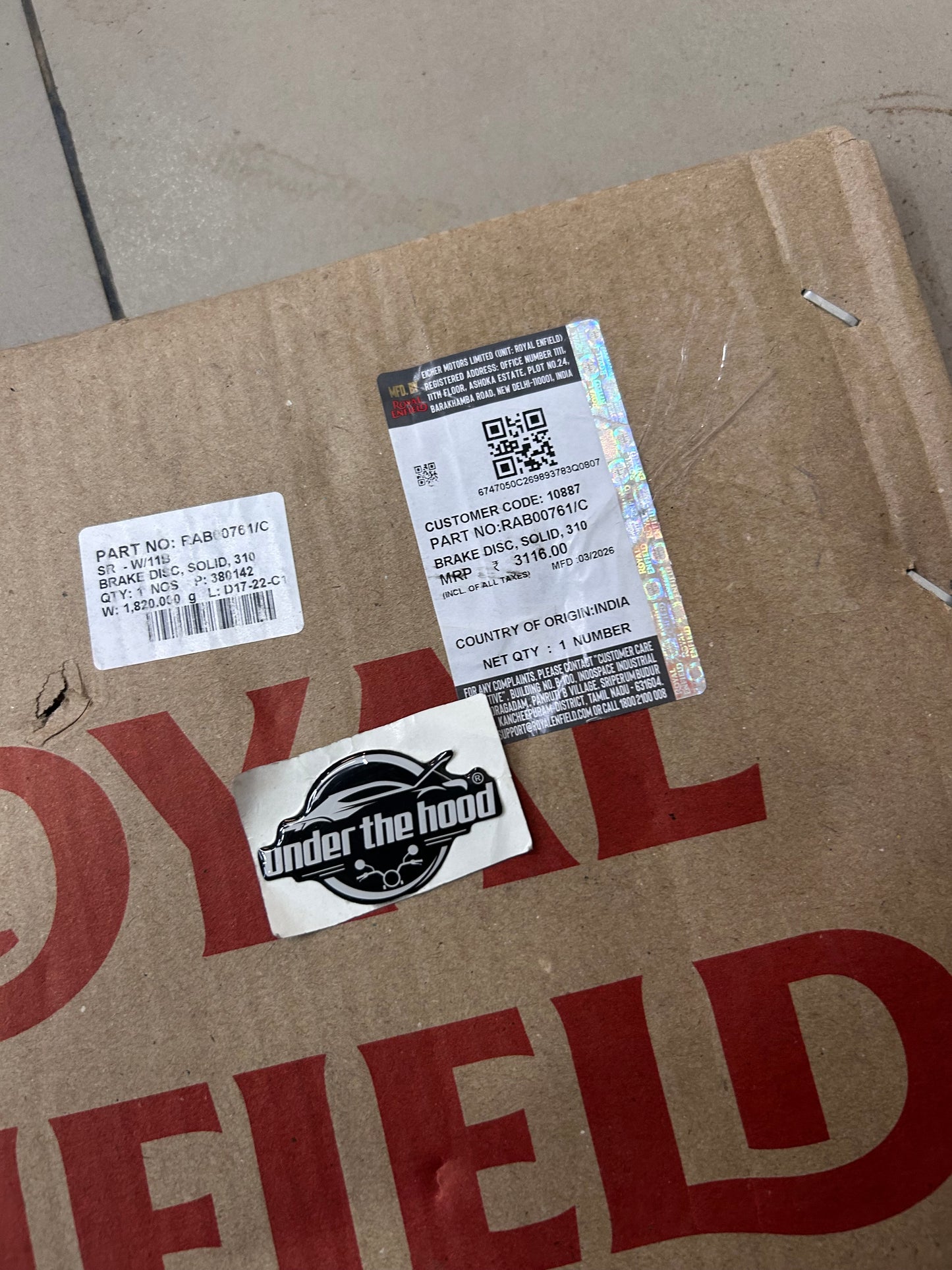 Royal Enfield RAB00761 – Brake Disc, Solid, 310mm (Front Rotor) for Guerrilla 450 (BS6) – Genuine OEM
