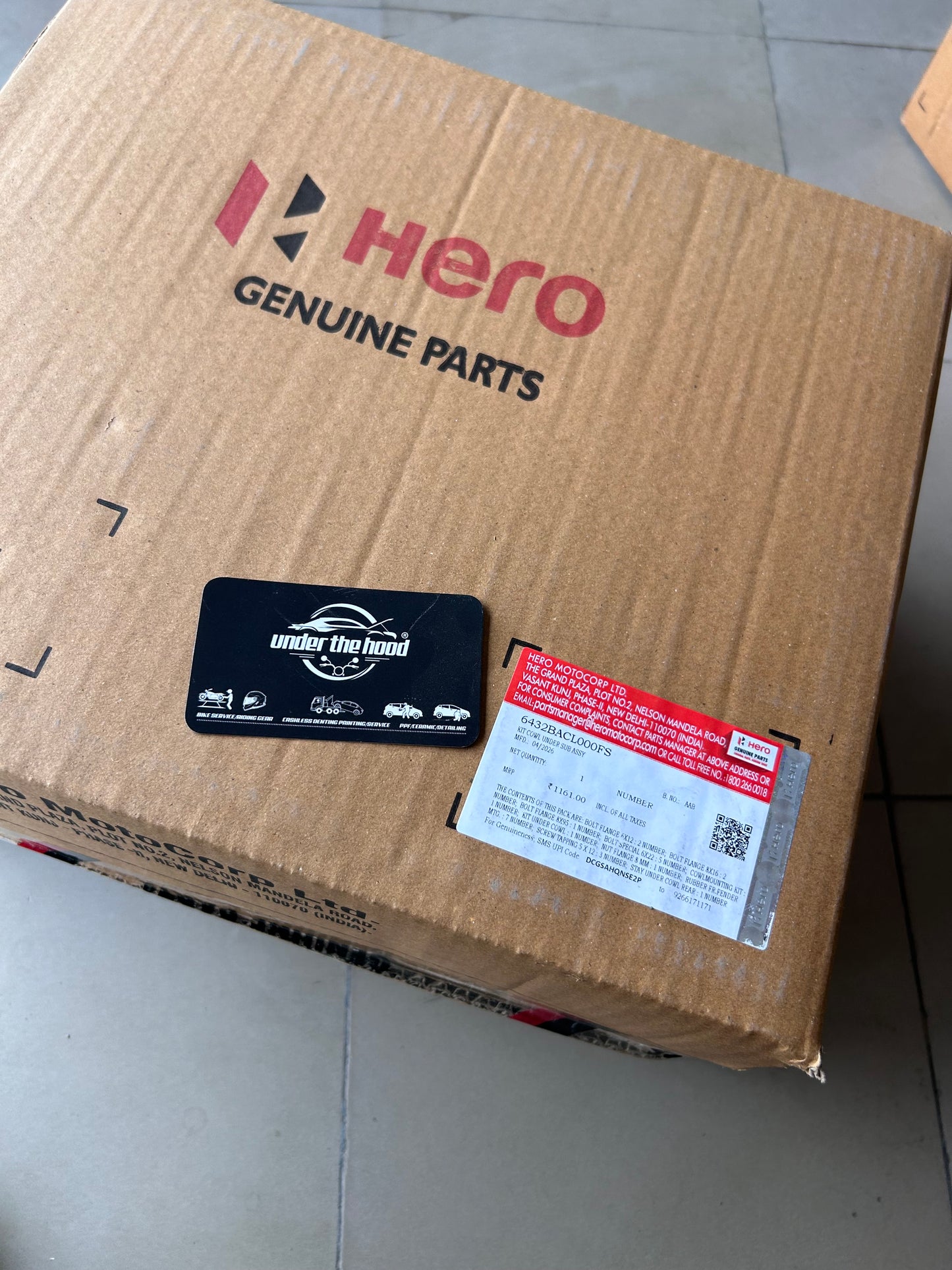 Hero Genuine Kit Cowl Under Sub Assy / Engine Cowl Kit for Xtreme 125 – 6432BACL000FS