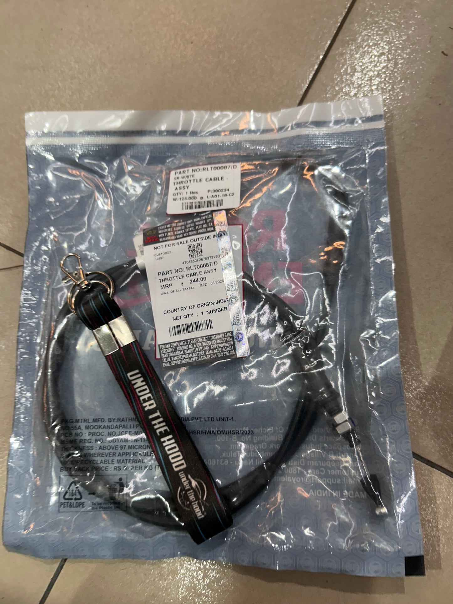 Royal Enfield Himalayan 411 BS6 Throttle Cable Assembly RLT00087/D