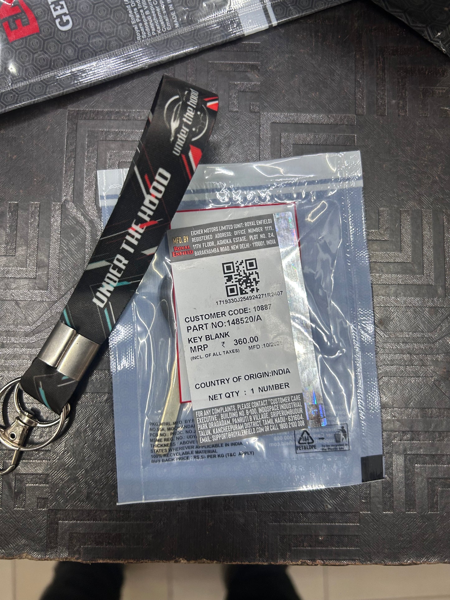 Royal Enfield Key Blank — Himalayan 450 & Guerrilla 450 (BS6.2/E5) | Interceptor 650, Continental GT 650, Super Meteor 650, Shotgun 650, Classic 650 — 148520/A (Genuine OE)