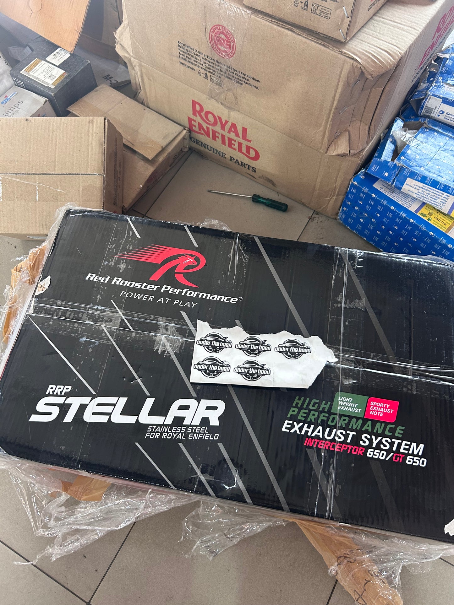 Royal Enfield Interceptor / Continental GT 650 Red Rooster Performance Exhaust – Stellar Edition (Polished & Matte Silver)