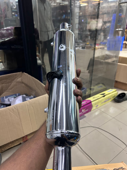 HKK Indore Stock-Style Replica Silent Silencer – Royal Enfield Classic 350 Reborn J-Series | Chrome / Black