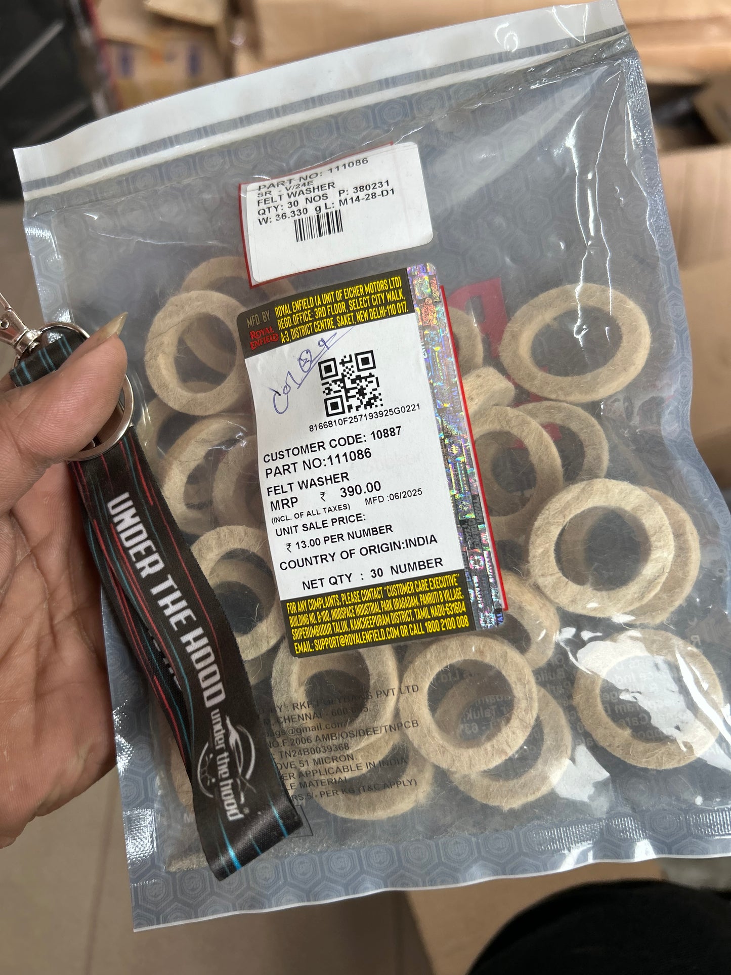 Felt Washer for Gearbox/Final Drive Sprocket Nut (4-Speed) – Royal Enfield Bullet/Electra (Retired Models) | 111086 | Genuine OEM