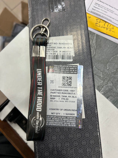 Royal Enfield RAK00607/A Tank 3D Badge RH Black Chrome – Meteor 350 (OEM)