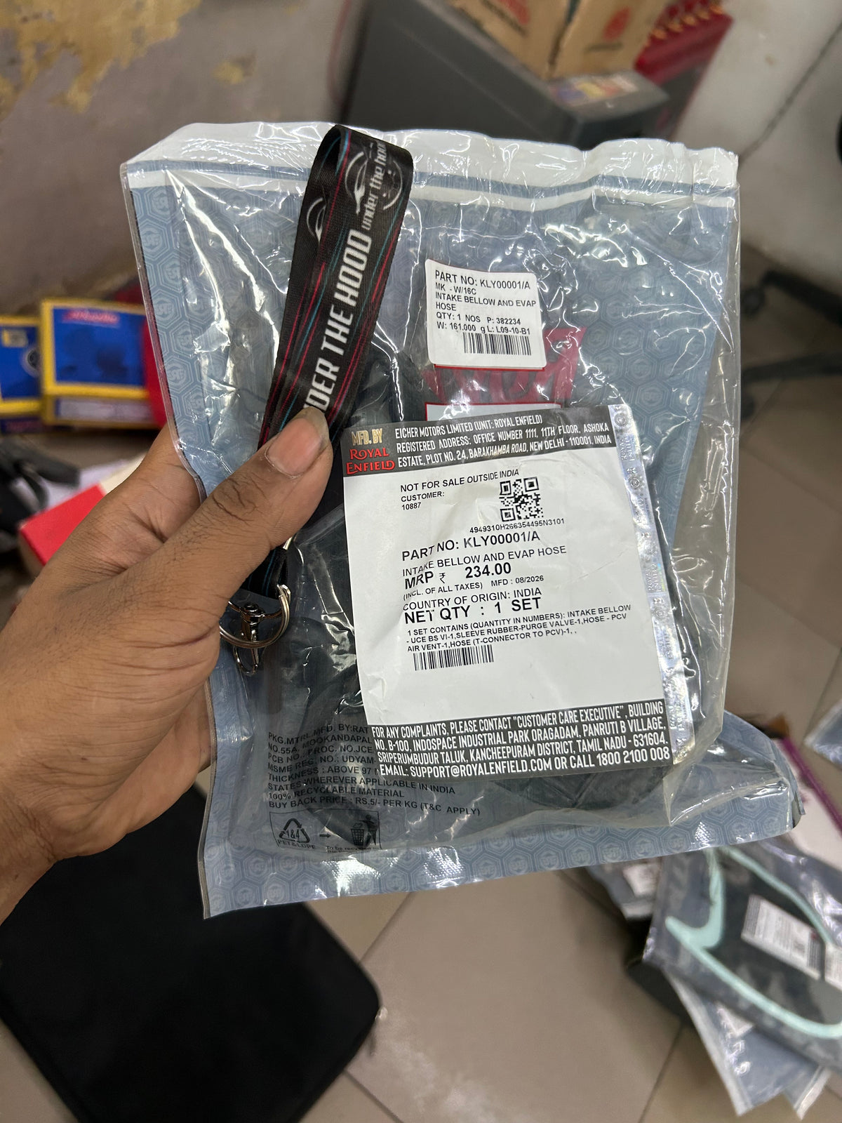 Royal Enfield Classic 500 EFI & Bullet 500 EFI BS4 Genuine Intake Bellow + EVAP Hose Kit | KLY00001/A