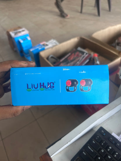 HJG Mini Drive Fog Light with Red Devil DRL & Flasher – Compact White/Yellow Projector | Universal Fit for Bikes, Scooters & Cars (Set of 2)