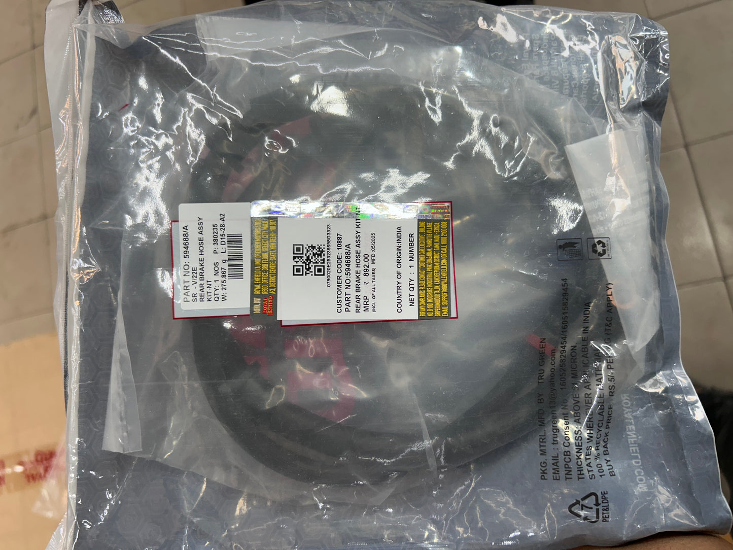 Royal Enfield 594688/A – Rear Brake Hose Assembly Kit for Thunderbird 350 & 500