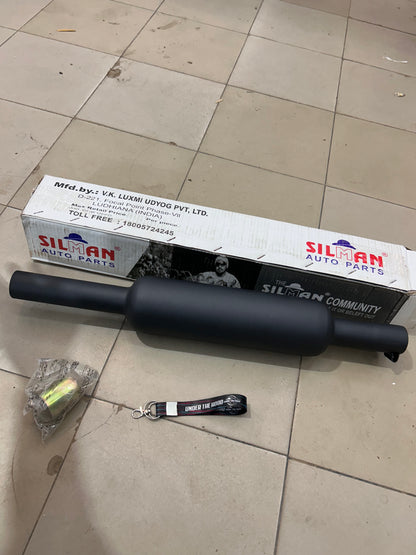 SILMAN LSM3-B Short Punjab Small Mouth Silencer – Matte Black | Royal Enfield Classic 350 Reborn & Meteor 350