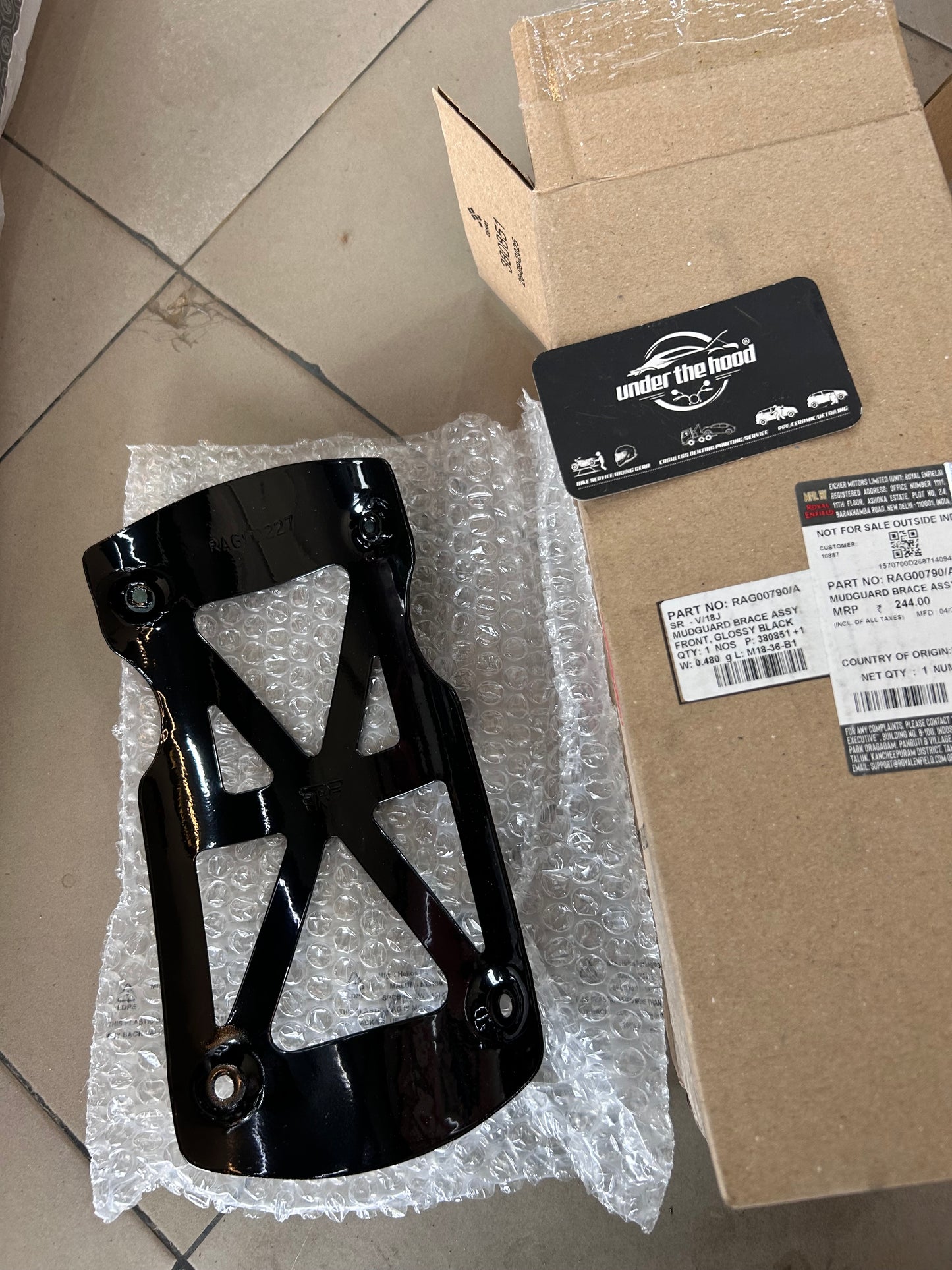 Royal Enfield Front Mudguard Brace Glossy Black RAG00790/A for Bear 650