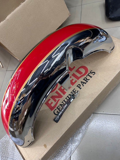 Royal Enfield Front Mudguard with Sticker GT Red & Chrome RAG00120/A for Classic 350 Reborn