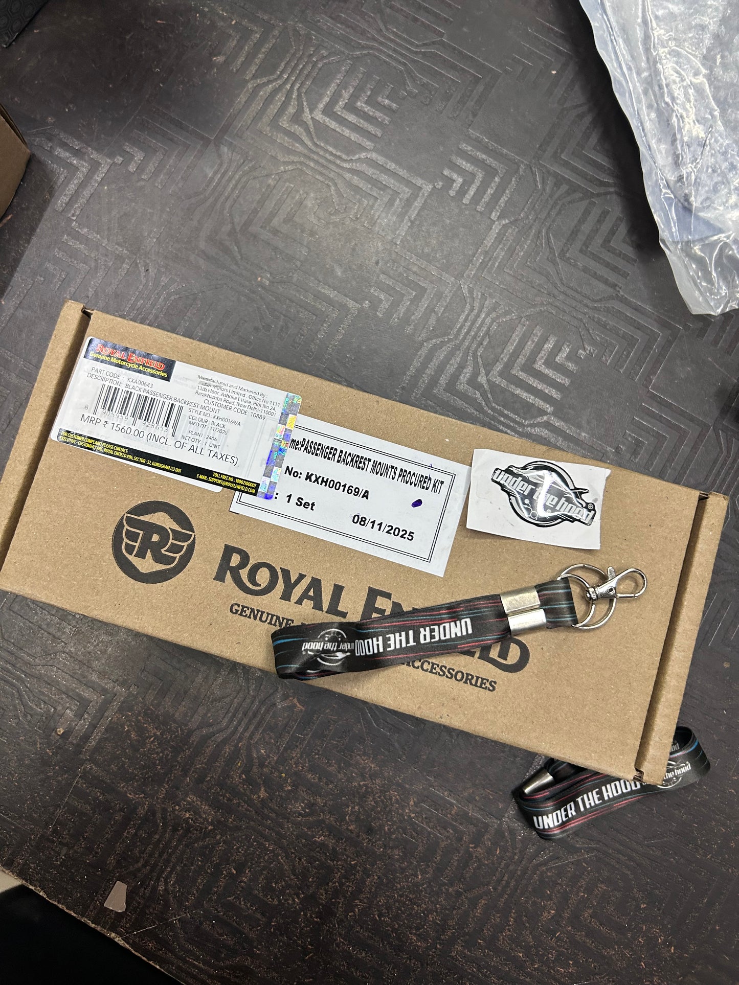 KXA00643 Royal Enfield Black Passenger Backrest Mounts (Pillion Backrest Arms) for Classic 350 | Genuine GMA