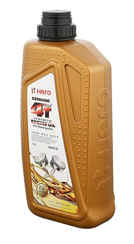 Hero Genuine 4T Plus 10W-30 Synthetic Engine Oil (API SL, JASO MA2) – Bikes (Wet Clutch Safe) – 800/900/1000/1200ml Options – SPDMCYL01SS