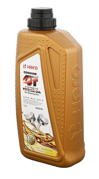 Hero Genuine 4T Plus 10W-30 Synthetic Engine Oil (API SL, JASO MA2) – Bikes (Wet Clutch Safe) – 800/900/1000/1200ml Options – SPDMCYL01SS