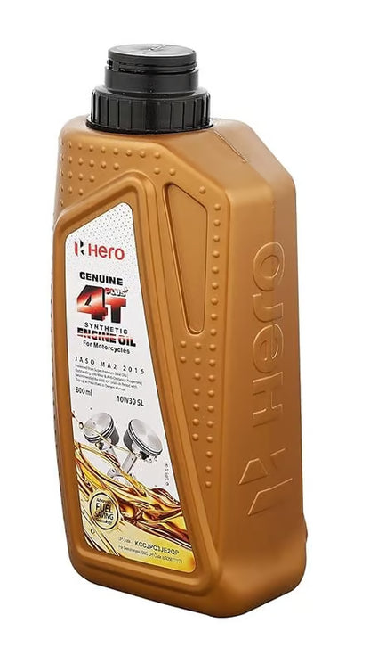 Hero Genuine 4T Plus 10W-30 Synthetic Engine Oil (API SL, JASO MA2) – Bikes (Wet Clutch Safe) – 800/900/1000/1200ml Options – SPDMCYL01SS