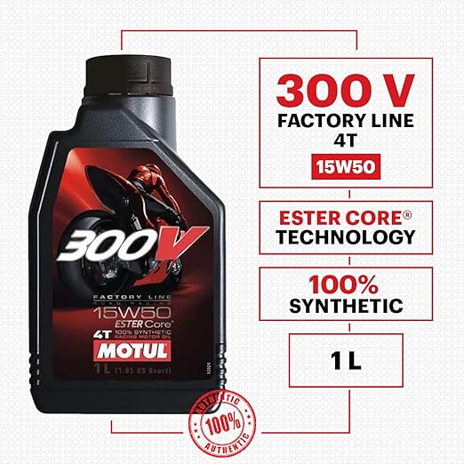 Motul 300V Fully Synthetic Petrol Engine Oil for Bikes (1 L)