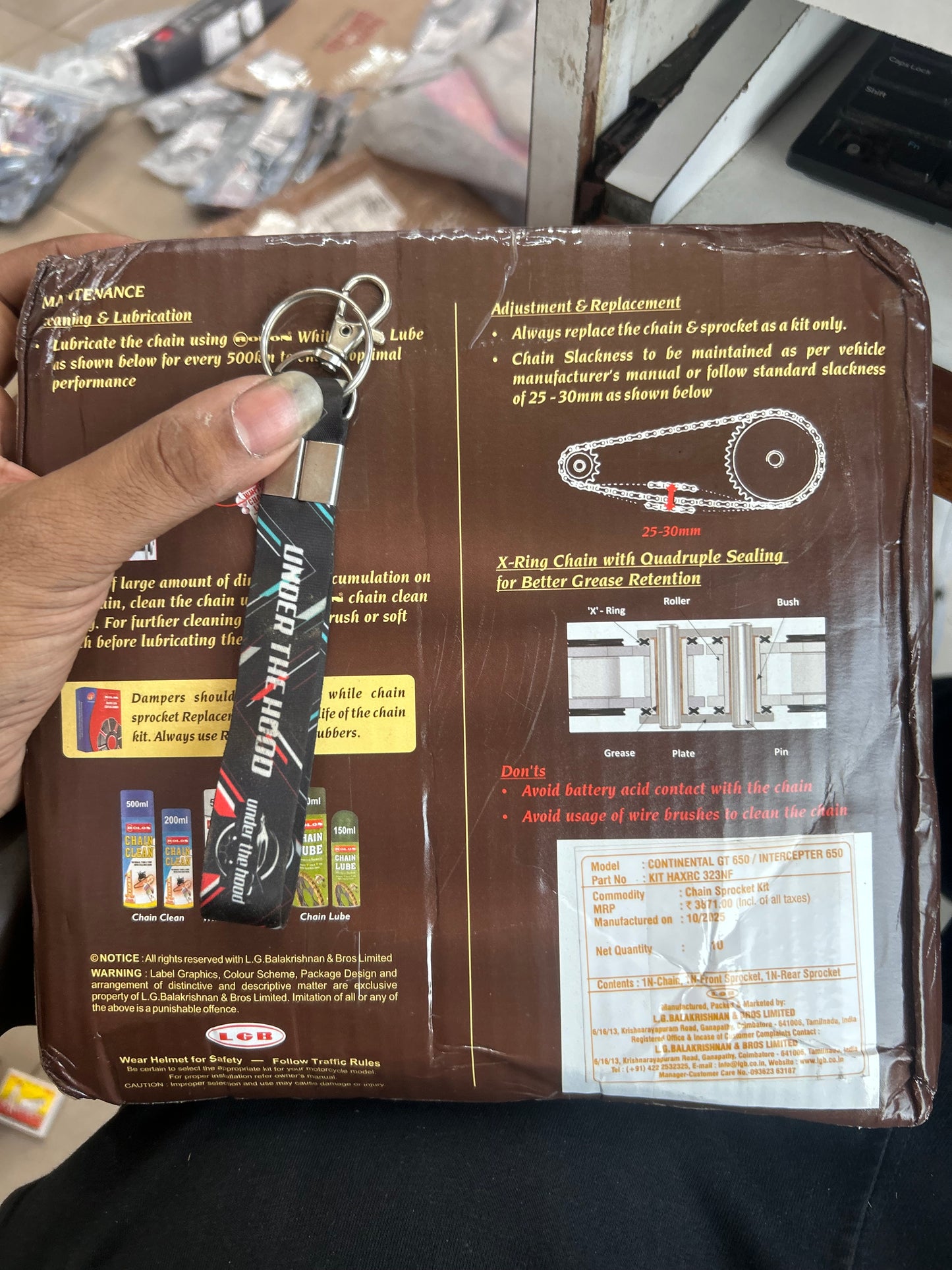 Rolon KIT HAXRC 323NF Brass Noise-Free Chain & Sprocket Kit for Royal Enfield Interceptor 650 / Continental GT 650 (15T / 38T / 100L)