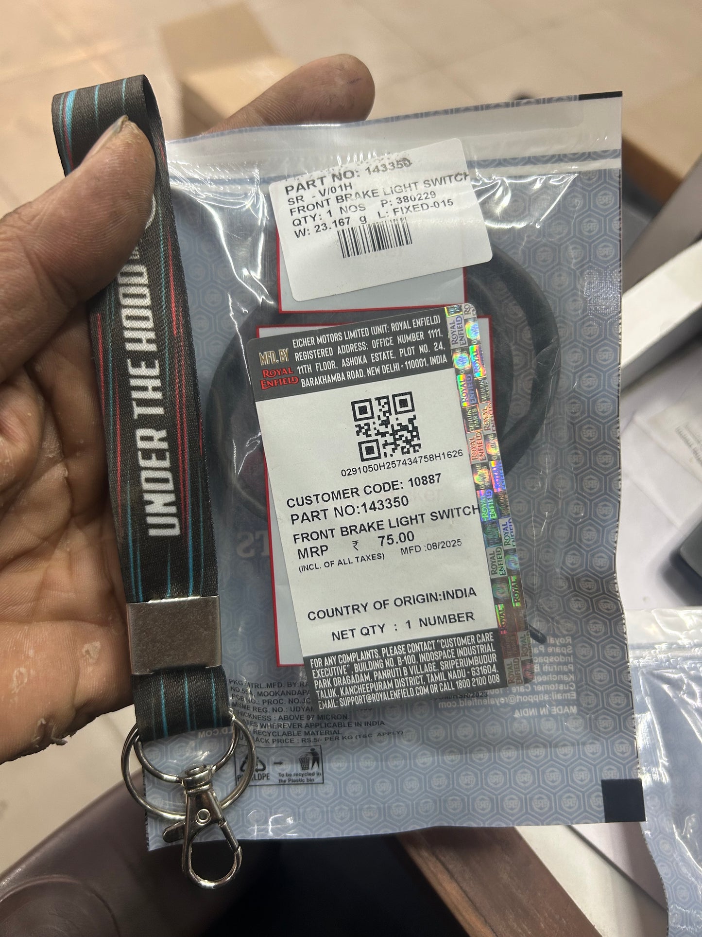 143350 - Royal Enfield Front Brake Light Switch (Genuine Spare Part)