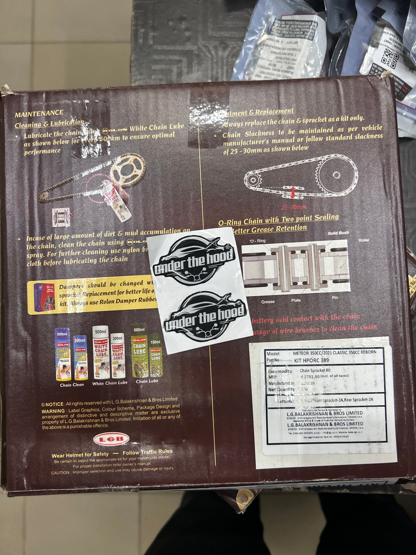 Rolon HPORC 389 Brass O-Ring Chain & Sprocket Kit for Royal Enfield Meteor 350 / Classic 350 Reborn / Hunter 350 – 15T/42T, 520, 104L – HPORC 389