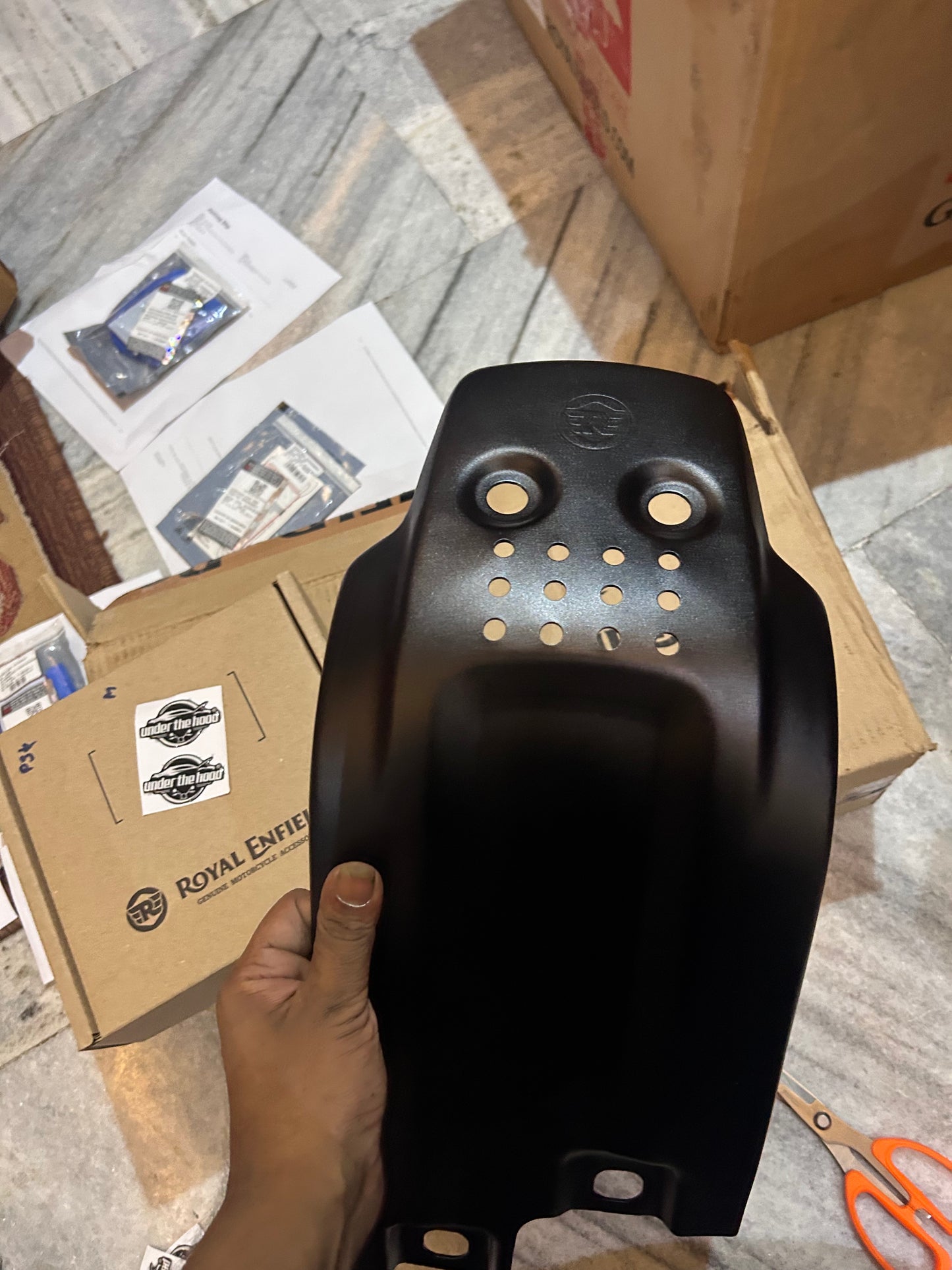 Royal Enfield Black Large Sumpguard 1990555 — OEM Engine Under-Guard for Bear 650, Interceptor 650 & Continental GT 650