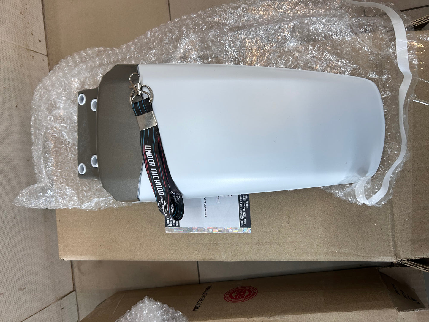 Front Mudguard Assembly with Sticker (Snow / Duco Milky White) for Royal Enfield Himalayan 411 BS4 / Euro 4 – 834214 (OEM Front Fender)