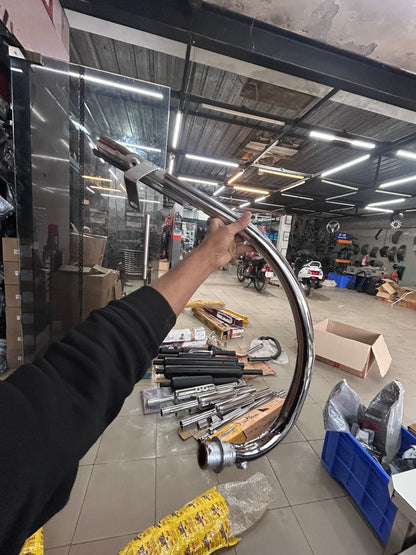 Silmen (Silman) Bullet 350 “Battalion” C-Bend Pipe – Dual/Double O2 Sensor – Chrome (LPA21) | Free-Flow Exhaust Header