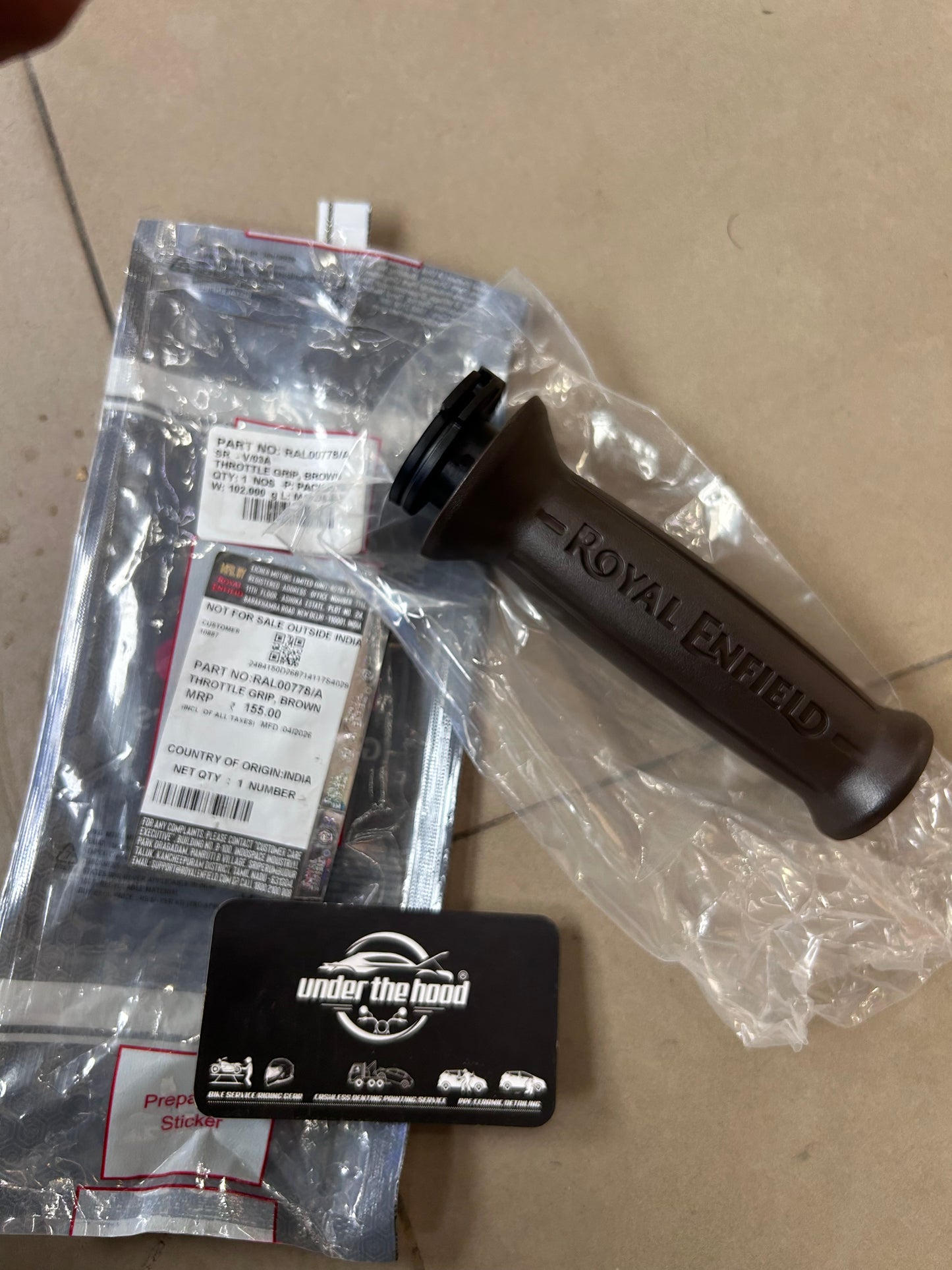 Royal Enfield Brown Grip Combo for Classic 650 Teal Models – Throttle Grip + LH Grip – RAL00778/A + RAL00779/A